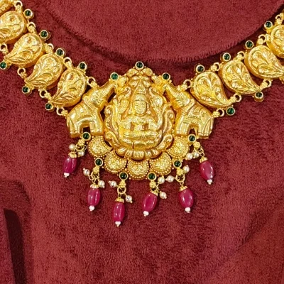 BEAUTIFUL 22CT 916 HUID HALLMARK GOLD NECKLACE WITH EARINGS WITH LOVELY STONES | ZST82 BEAUTIFUL 22CT 916 HUID HALLMARK GOLD NECKLACE WITH EARINGS WITH LOVELY STONES | ZST82