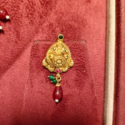 BEAUTIFUL 22CT 916 HUID HALLMARK GOLD NECKLACE WITH EARINGS IN TEMPLE ART | ZST85 BEAUTIFUL 22CT 916 HUID HALLMARK GOLD NECKLACE WITH EARINGS IN TEMPLE ART | ZST85