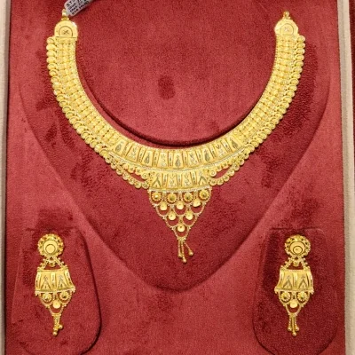 BEAUTIFUL 22CT 916 HUID HALLMARK GOLD NECKLACE WITH EARINGS YELLOW GOLD | ST347