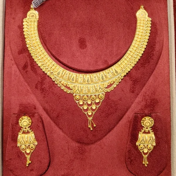 BEAUTIFUL 22CT 916 HUID HALLMARK GOLD NECKLACE WITH EARINGS YELLOW GOLD | ST347
