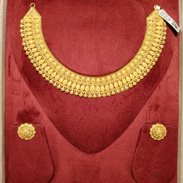 BEAUTIFUL 22CT 916 HUID HALLMARK GOLD NECKLACE WITH EARINGS | ST983