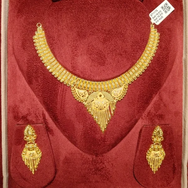 BEAUTIFUL 22CT 916 HUID HALLMARK GOLD NECKLACE WITH EARINGS | ST1174