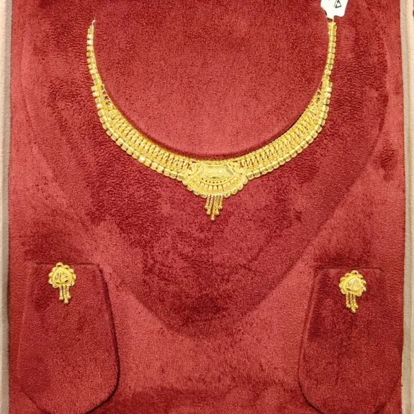 BEAUTIFUL 22CT 916 HUID HALLMARK GOLD NECKLACE WITH EARINGS | ST1157