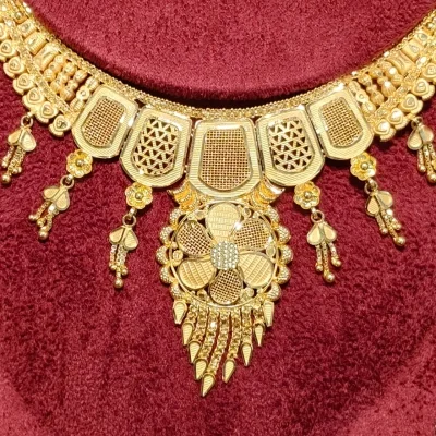 BEAUTIFUL 22CT 916 HUID HALLMARK GOLD NECKLACE WITH EARINGS | ZST1059 BEAUTIFUL 22CT 916 HUID HALLMARK GOLD NECKLACE WITH EARINGS | ZST1059