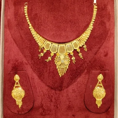 BEAUTIFUL 22CT 916 HUID HALLMARK GOLD NECKLACE WITH EARINGS | ZST1059