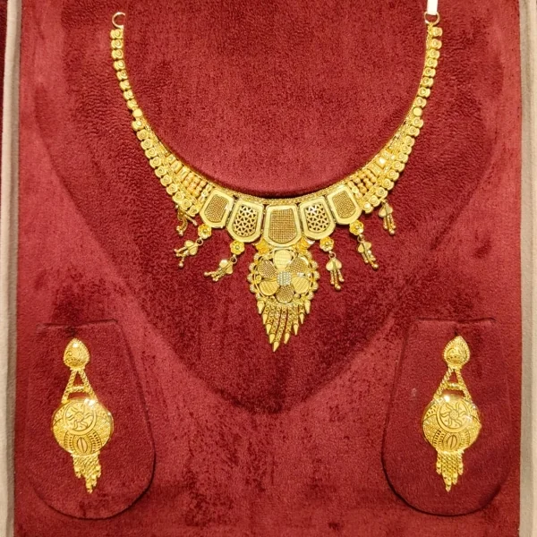 BEAUTIFUL 22CT 916 HUID HALLMARK GOLD NECKLACE WITH EARINGS | ZST1059