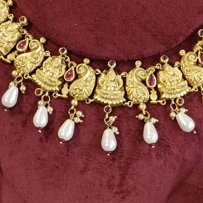BEAUTIFUL 22CT 916 HUID HALLMARK GOLD NECKLACE WITH EARINGS IN TEMPLE ART | ST1006 BEAUTIFUL 22CT 916 HUID HALLMARK GOLD NECKLACE WITH EARINGS IN TEMPLE ART | ST1006