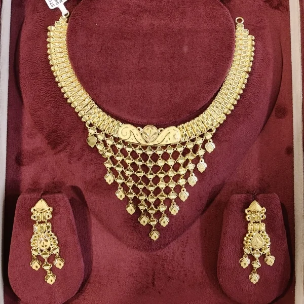BEAUTIFUL 22CT 916 HUID HALLMARK GOLD NECKLACE WITH EARINGS | ST1169