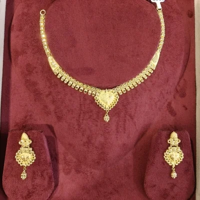 BEAUTIFUL 22CT 916 HUID HALLMARK GOLD NECKLACE WITH EARINGS | ZST61