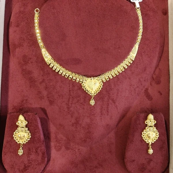 BEAUTIFUL 22CT 916 HUID HALLMARK GOLD NECKLACE WITH EARINGS | ZST61