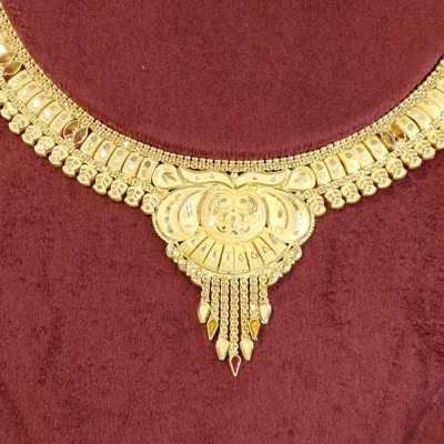 BEAUTIFUL 22CT 916 HUID HALLMARK GOLD NECKLACE WITH EARINGS | ST1152