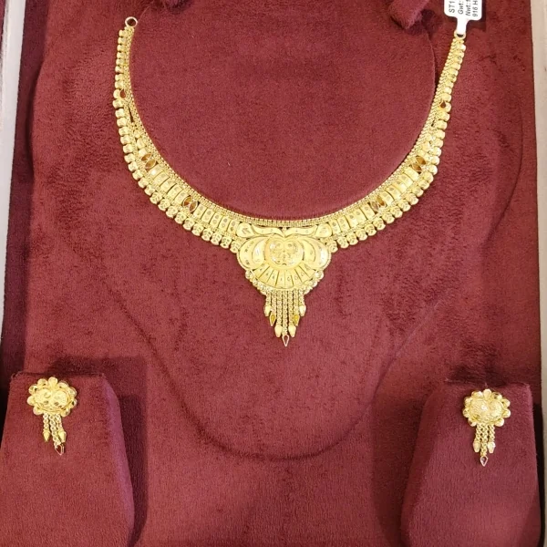 BEAUTIFUL 22CT 916 HUID HALLMARK GOLD NECKLACE WITH EARINGS | ST1152