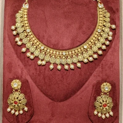 BEAUTIFUL 22CT 916 HUID HALLMARK GOLD NECKLACE WITH EARING IN LOVELY DESIGN | ST74 BEAUTIFUL 22CT 916 HUID HALLMARK GOLD NECKLACE WITH EARING IN LOVELY DESIGN | ST74