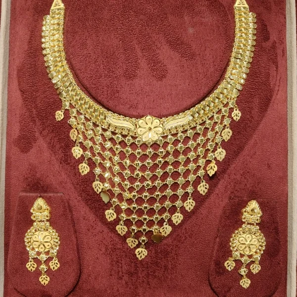 BEAUTIFUL 22CT 916 HUID HALLMAR YELLOW GOLD NECKLACE WITH EARINGS & LOVELY DESIGN | ZST58