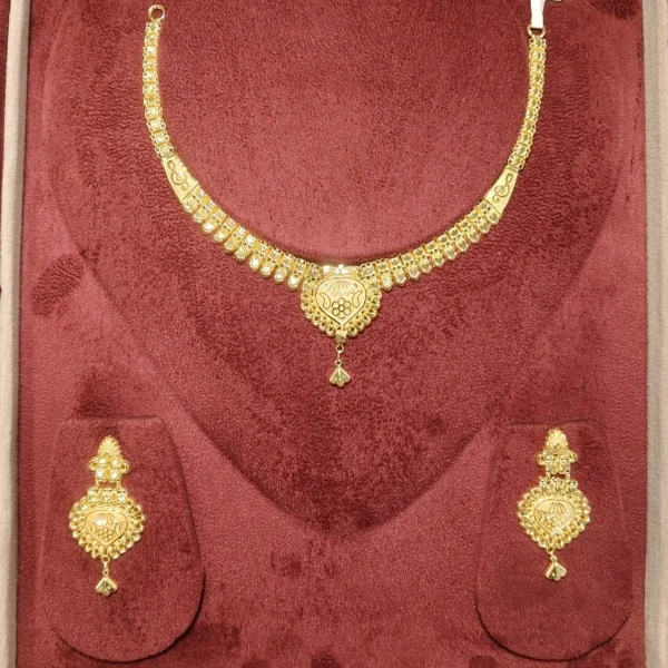 BEAUTIFUL 22CT 916 HUID HALLMAR YELLOW GOLD NECKLACE WITH EARINGS & LOVELY DESIGN | ZST68