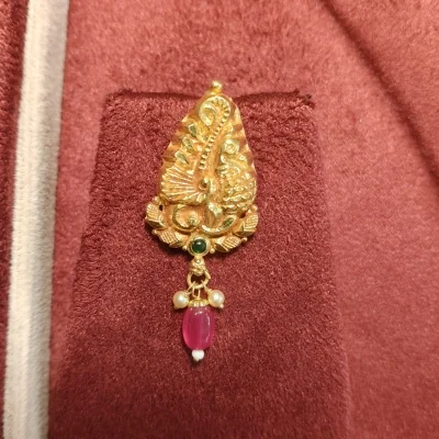BEAUTIFUL 22CT 916 HUID HALLMARK GOLD NACKLACE IN ANTIQUE TEMPLE ART WITH LOVELY STONES | ZST87 BEAUTIFUL 22CT 916 HUID HALLMARK GOLD NACKLACE IN ANTIQUE TEMPLE ART WITH LOVELY STONES | ZST87