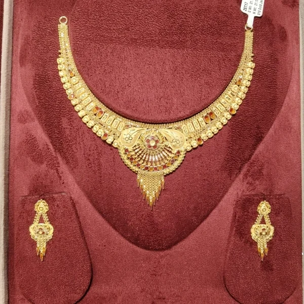 BEAUTIFUL 22CT 916 HUID HALLMARK GOLD NECKLACE WITH EARINGS | ZST17