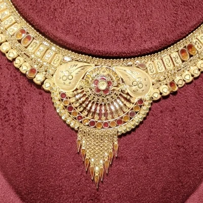 BEAUTIFUL 22CT 916 HUID HALLMARK GOLD NECKLACE WITH EARINGS | ZST17