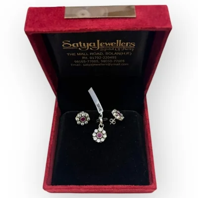 Pink Stone Sterling Silver Pendant Set | 925 Silver SPS32 Pink Stone Sterling Silver Pendant Set | 925 Silver SPS32