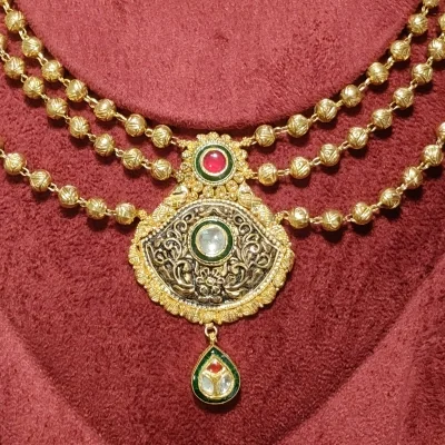 BEAUTIFUL 22CT 916 HUID HALLMARK ANTIQUE GOLD NACKLACE WITH EARINGS & STONES | ST607 BEAUTIFUL 22CT 916 HUID HALLMARK ANTIQUE GOLD NACKLACE WITH EARINGS & STONES | ST607