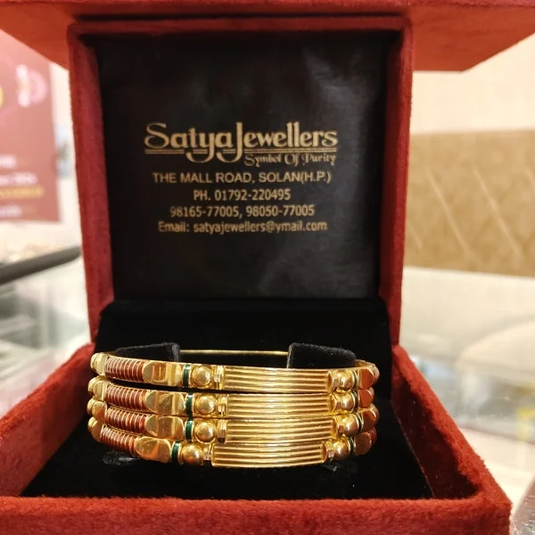 BEAUTIFUL 22CT 916 HUID HALLMARK GOLD BANGLES WITH UNIQUE DESIGNS | BNG5