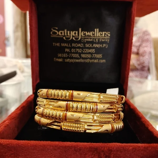 BEAUTIFUL 22CT 916 HUID HALLMARK GOLD BANGLES WITH LOVELY UNIQUE DESIGNS | BNG84