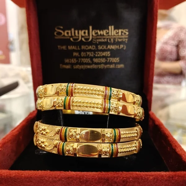 BEAUTIFUL 916 HULD HALLMARK GOLD BANGLES WITH LOVELY DESIGNS | BNG83