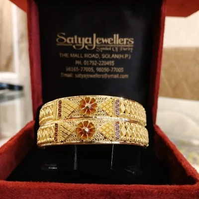 BEAUTIFUL 22CT 916 HUID HALLMARK GOLD BANGLES WITH LOVELY DESIGN | KA62