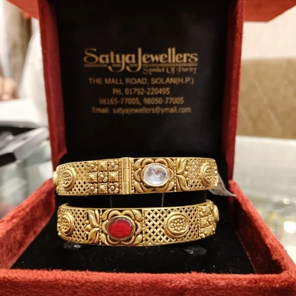 BEAUTIFUL 22CT 916 HUID HALLMARK GOLD BANGLES WITH LOVELY STONES, KUNDAN OR DESIGNS | ZKA19
