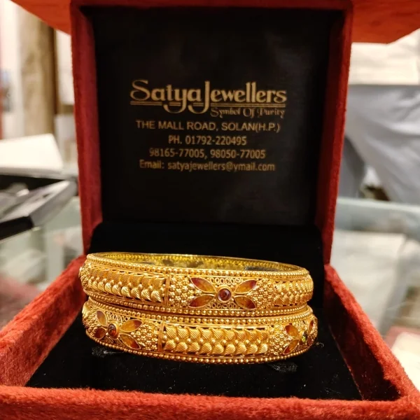 BEAUTIFUL 22CT 916HUID HALLMARK GOLD BANGLES WITH LOVELY DESIGN | ZKA18