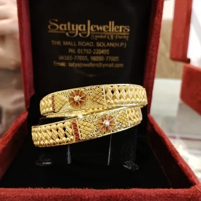 BEAUTIFUL 22CT 916 HUID HALLMARK GOLD BANGLES WITH LOVELY DESIGN | ZKA14