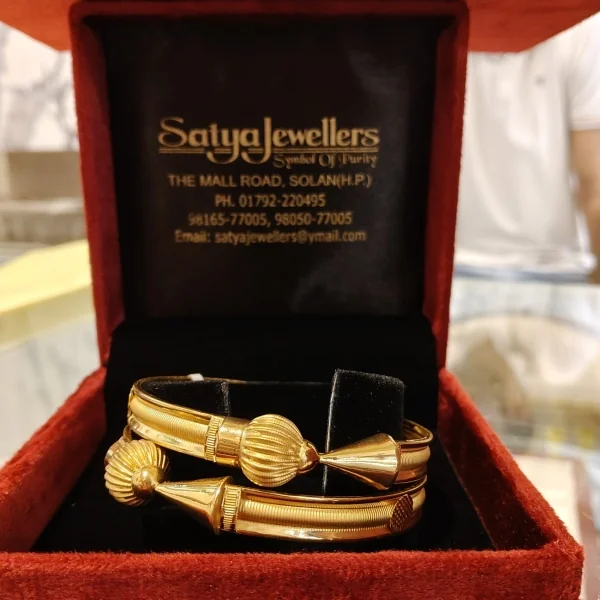 BEAUTIFUL 22CT 916 HUID HALLMARK GOLD BANGLES WITH LOVELY DESIGN | KA384