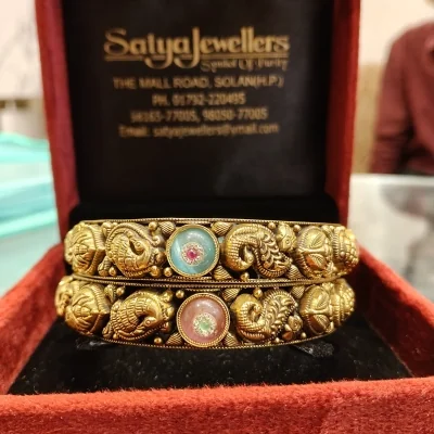 BEAUTIFUL 22CT 916 HUID HALLMARK GOLD KARA PAIR WITH LOVELY UNIQUE STONES IN BEAUTIFUL COLOURS | KA201