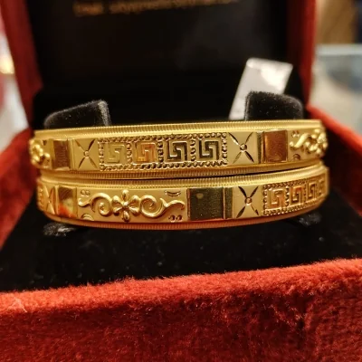 BEAUTIFUL 22CT 916 HUID HALLMARK GOLD KARA PAIR WITH LOVELY DESING | ZKA35