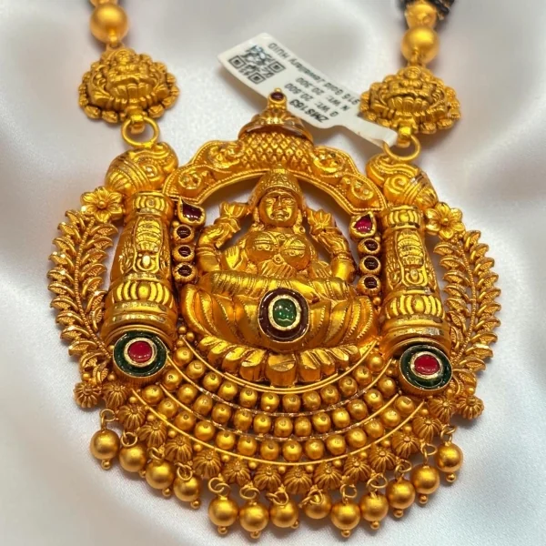 CARRY THE DIVINE BLESSINGS OF MAA LAXMI WHEREVER YOU GO IN TIMELESS TEMPLE STYLE OF GOLD MANGALSUTRA PENDANT | ZMS163