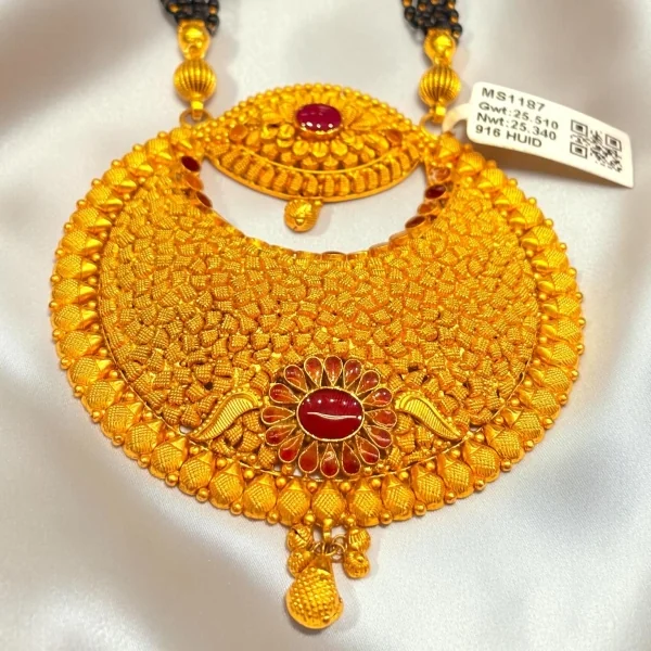 TIMELESS ANTIQUE FINISH GOLD MANGALSUTRA PENDANT 916 HUID HALLMARK | MS1187