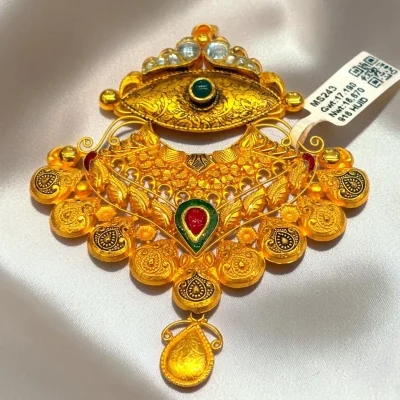 BEAUTIFUL 22CT 916 HUID HALLMARK GOLD ANTIQUE MANGALSUTRA PENDANT WITH LOVELY DESIGN | MS243