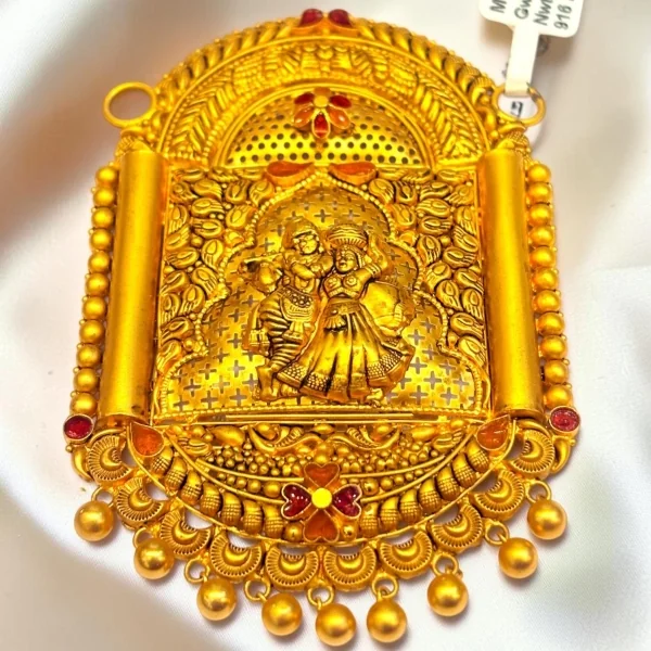 ELEGANCE MEET TRADITION 916 HUID HALLMARK GOLD RADHA KRISHAN MANGALSUTRA PENDANT | MS1143