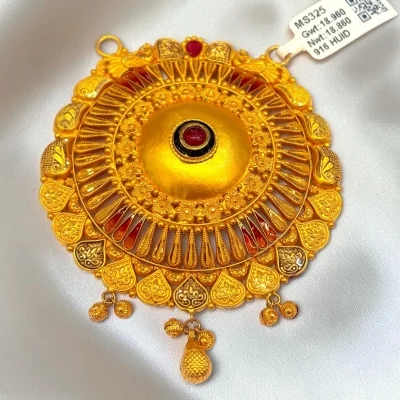 BEAUTIFUL 22CT 916 HUID HALLMARK GOLD ANTIQUE MANGALSUTRA PENDANT | MS325