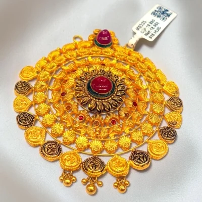 BRIGHT BOLD BEAUTIFUL 22CT 916 HUID HALLMARK GOLD ANTIQUE MANGALSUTRA PENDANT | MS335