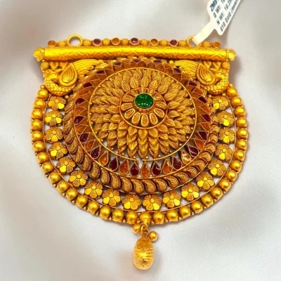 BEAUTIFUL 22CT 916 HUID HALLMARK GOLD ANTIQUE MANGALSUTRA PENDANT | ZMS167