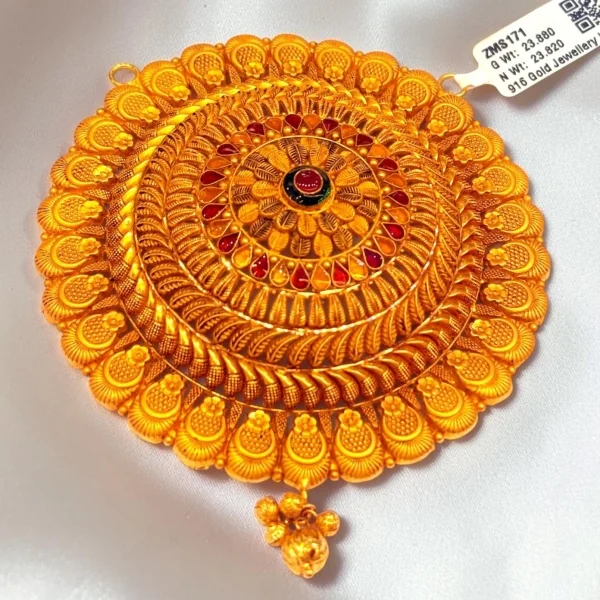 SYMBOL OF LOVE BEAUTIFUL 22CT 916 HUID HALLMARK GOLD ANTIQUE MANGALSUTRA PENDANT | ZMS171