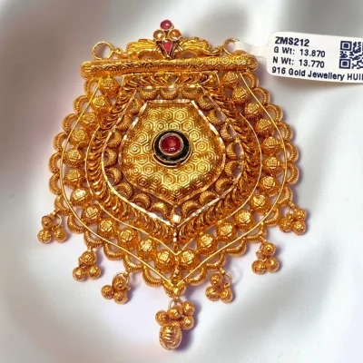 BEAUTIFUL 22CT 916 HUID HALLMARK GOLD MANGALSUTRA PENDANT WITH LOVELY & UNIQUE DESING IN LIGHT WEIGHT | ZMS212