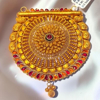 BEAUTIFUL 22CT 916 HUID HALLMARK GOLD ANGALSUTRA PENDENT WITH LOVELY ANTIQUE DESIGN | ZMS99