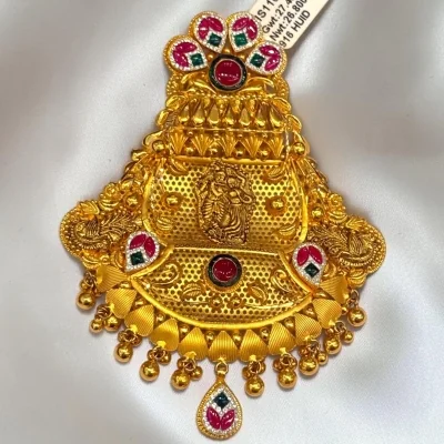 BEAUFITUL 22CT 916 HUID HALLMARK GOLD MANGALSUTRA PENDANT IN TEMPLE ART | MS1108