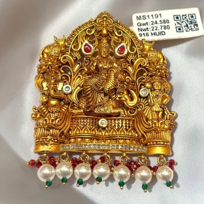 EAR THE DIVINE GRACE OF GODDESS LAXMI CLOSE TO YOUR HEART 916 HUID HALLMARK GOLD MANGALSUTRA PENDANT | MS1191