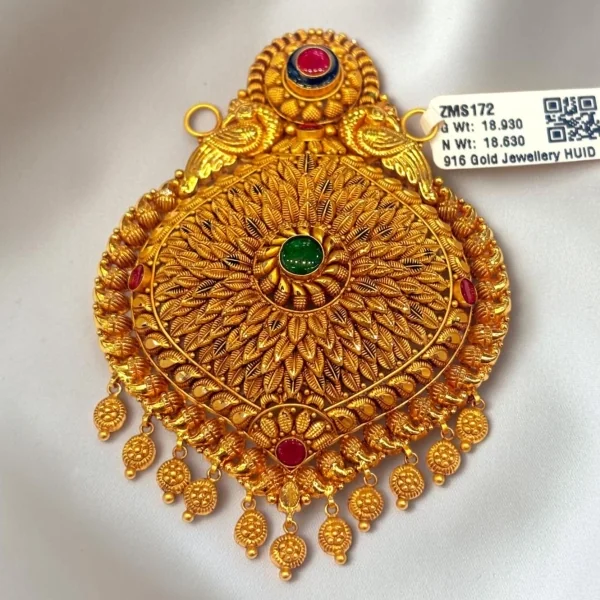 BEAUTIFUL 22CT 916 HUID HALLMARK GOLD ANTIQUE MANGALSUTRA PENDANT | ZMS172