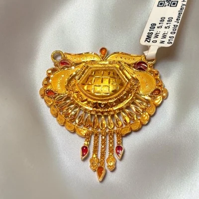 BEAUTIFUL 22CT 916 HUID HALLMARK GOLD MANGALSUTRA PENDENT | ZMS109