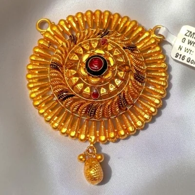 BEAUTIFUL 22CT 916 HUID HALLMARK ANTIQUE GOLD MANGALSUTRA PENDENT | ZMS159