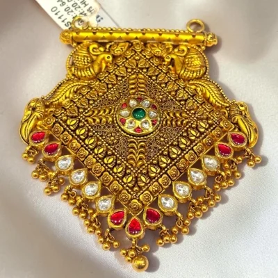 BEAUTIFUL 22CT 916 HUID HALLMARK GOLD ANTIQUE MANGALSUTRA PENDANT WITH LOVELY DESIGN | MS1110